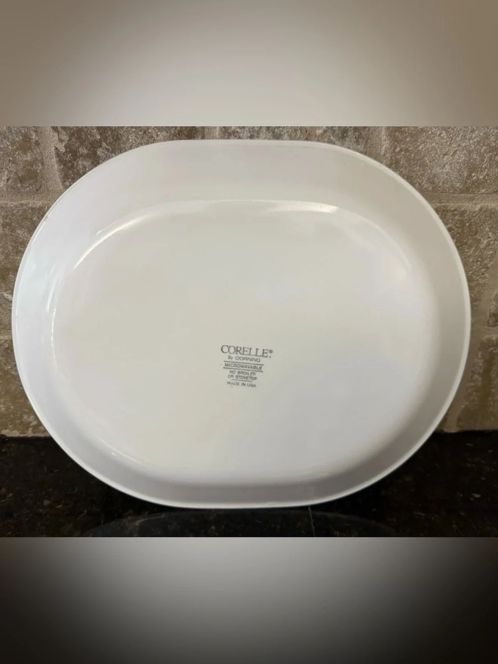 Vintage Corelle White Oval Platter quilt heart pattern 1994